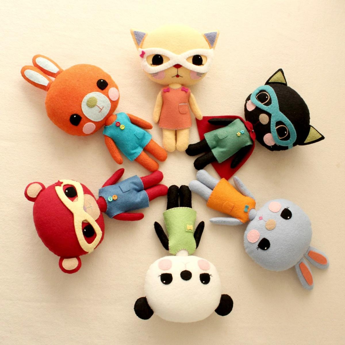 Plush Toy Pdf Pattern - Bunny, Kitty And Bear